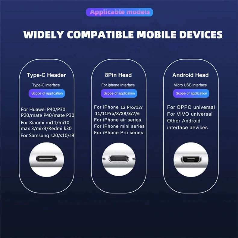 LED Glowing Charging Cables | Fast Micro USB & Type C Options