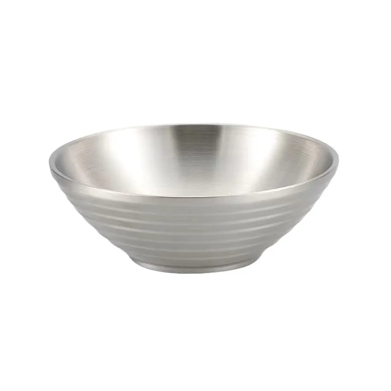 Large Double Layer Stainless Steel Ramen Bowl | Anti-Scald Design