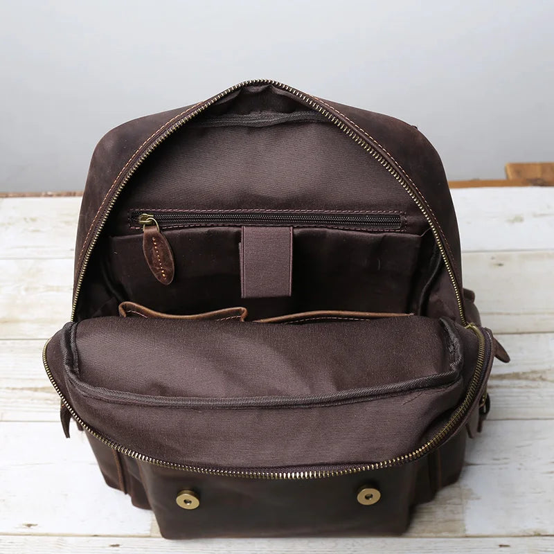 Retro Leather Backpack | Large Capacity Men’s & Women’s Travel Bag