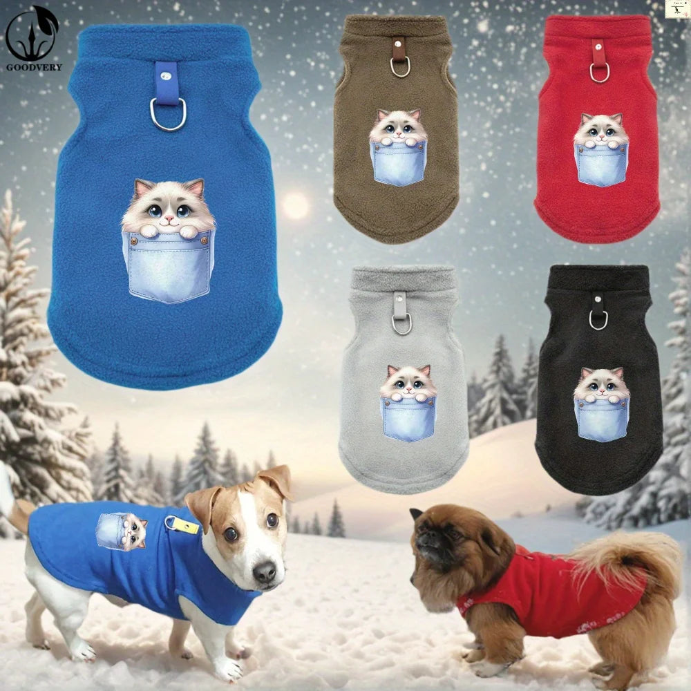 Soft Fleece Cat Sweater Jacket | Warm & Cozy Pet Clothes