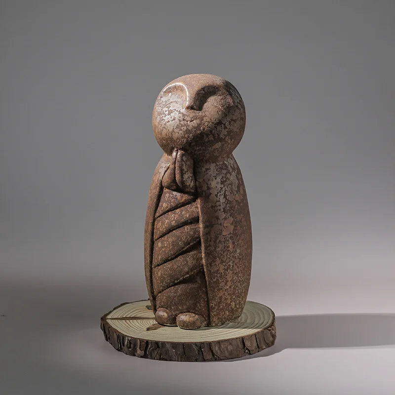 Zen Monk Goddess Ceramic Statue Set | Vintage Asian Decor