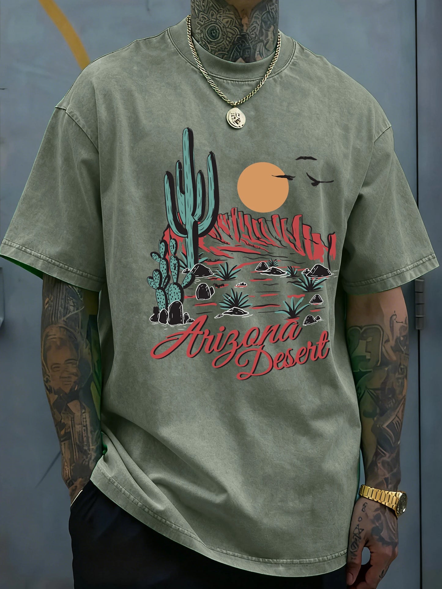 Men's Arizona Desert Cactus Graphic Tee | Soft Short Sleeve T-Shirt
