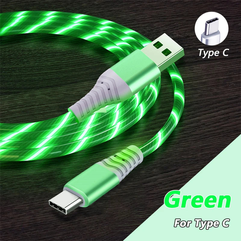 6A Fast Charging Glowing Micro USB & Type C Cable