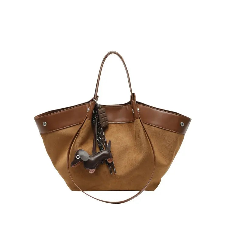 Bolso de hombro de piel suave de gamuza para mujer | Estilo casual de lujo