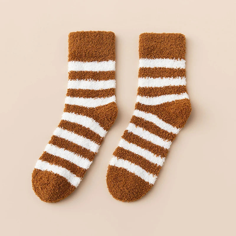 Cozy Striped Winter Plush Socks for Men & Women | Warm Comfort