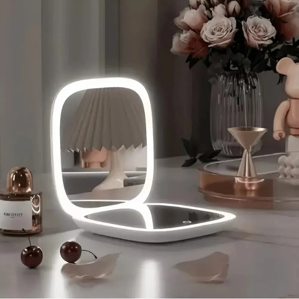 Portable LED Travel Makeup Mirror | Double-Sided & Compact