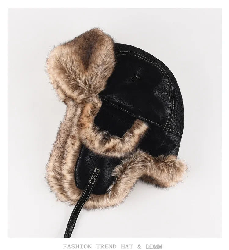 Plus Size Faux Fur Bomber Hat | Winter Windproof Trapper Cap