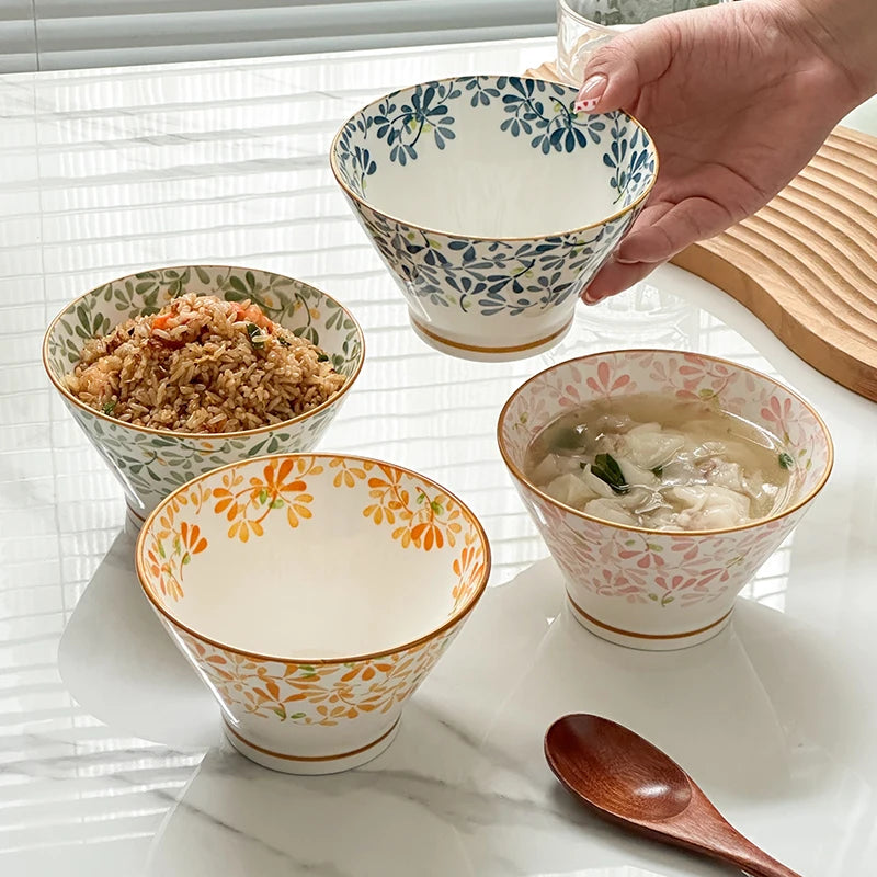 Ceramic Hat-shaped Bowl Gift Set | Elegant Floral Dinnerware