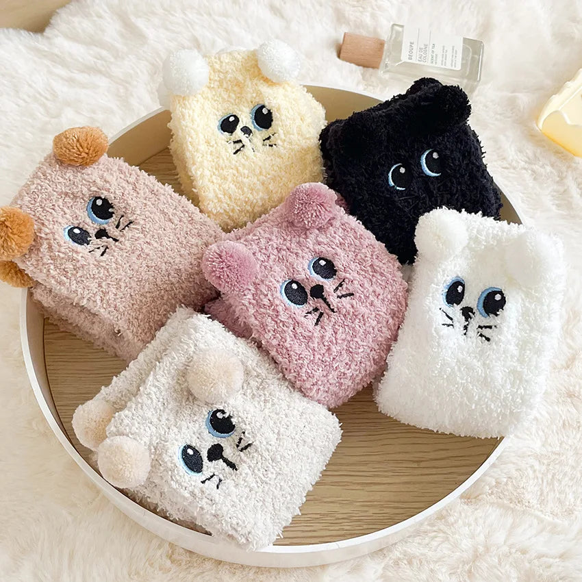 Cute Women's Winter Fluffy Socks | Cozy Fuzzy Animal Crew Socks