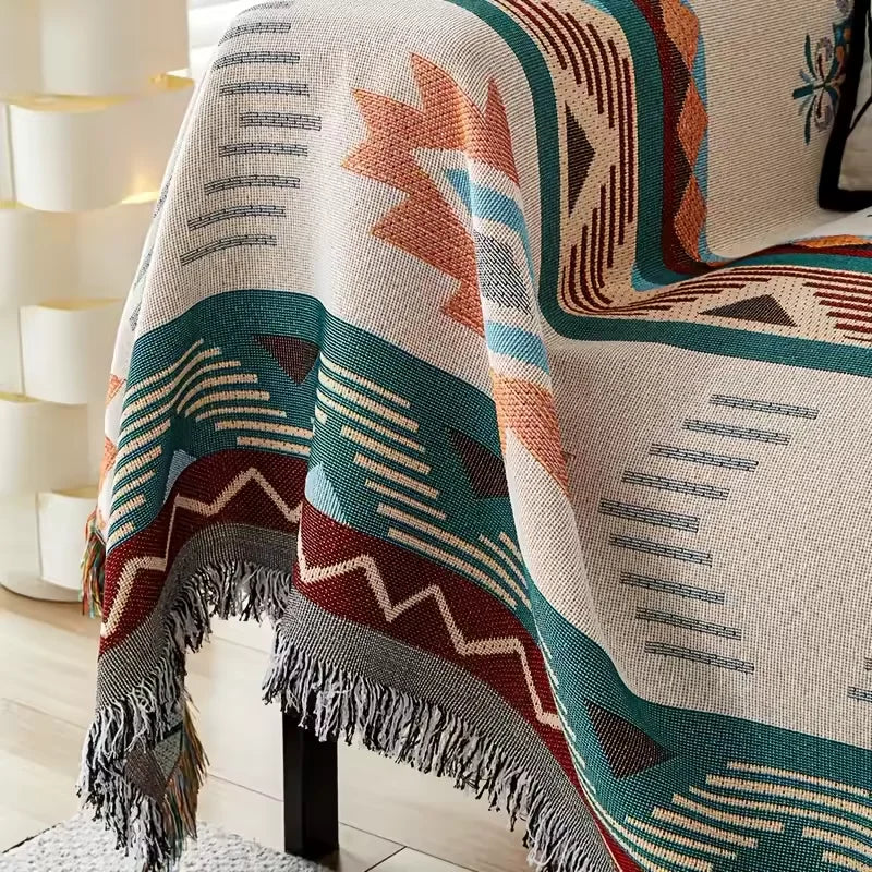 Bohemian Cotton Linen Sofa Cover | Stylish Outdoor Blanket