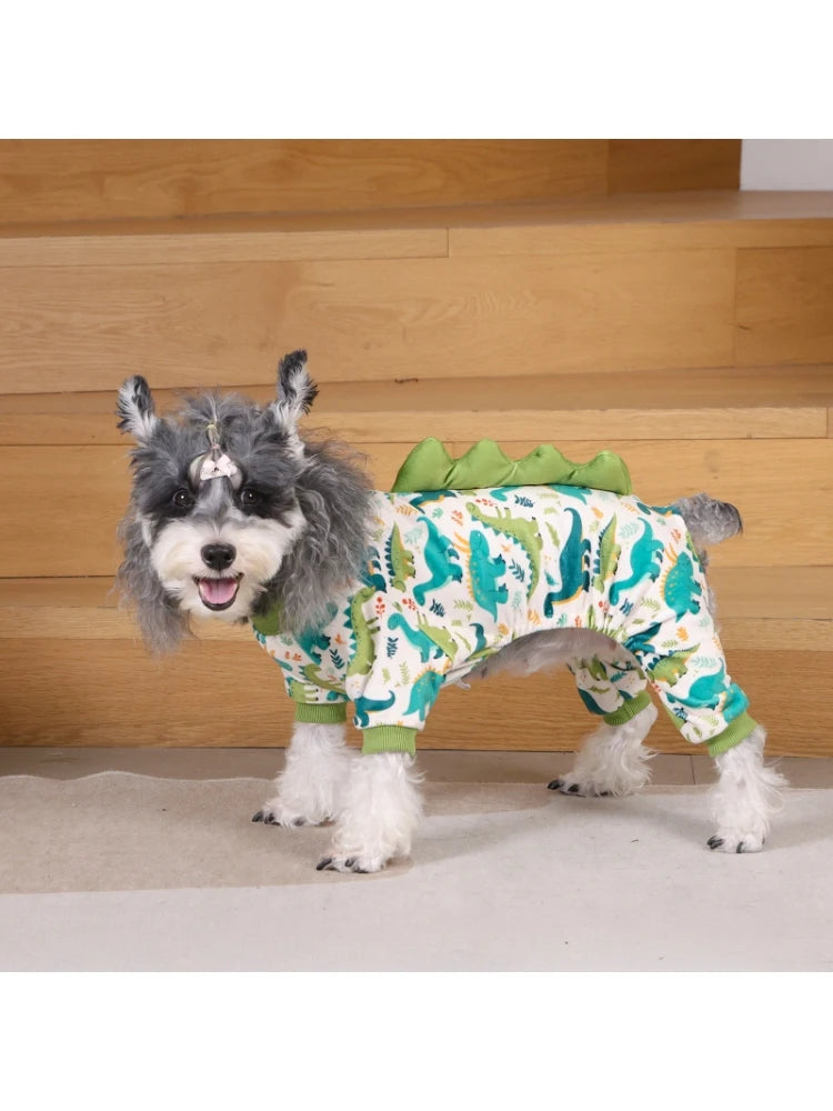 Cute Dinosaur Costume Dog Pajamas | Soft Warm Pet Sleepwear