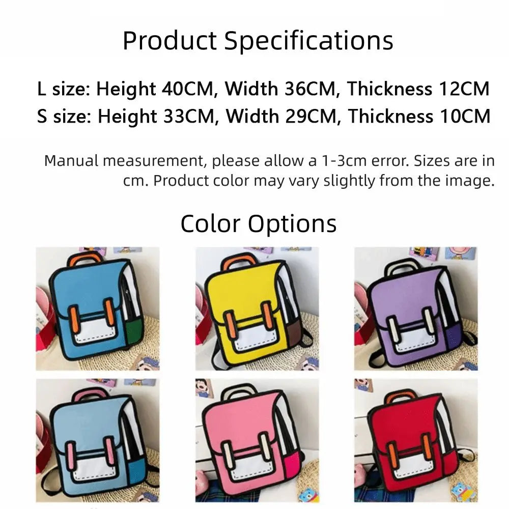 Trendy 2D Comic Print Student Schoolbag | Adjustable Large Capacity Backpack