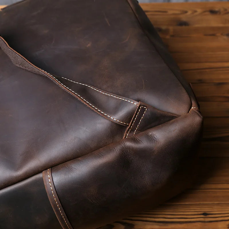 Large Capacity Retro Leather Men's Backpack for Travel & Work