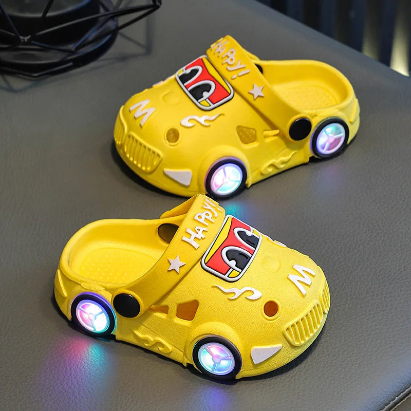 Children's Car Shaped Light Up Slippers | Fun Summer Footwear