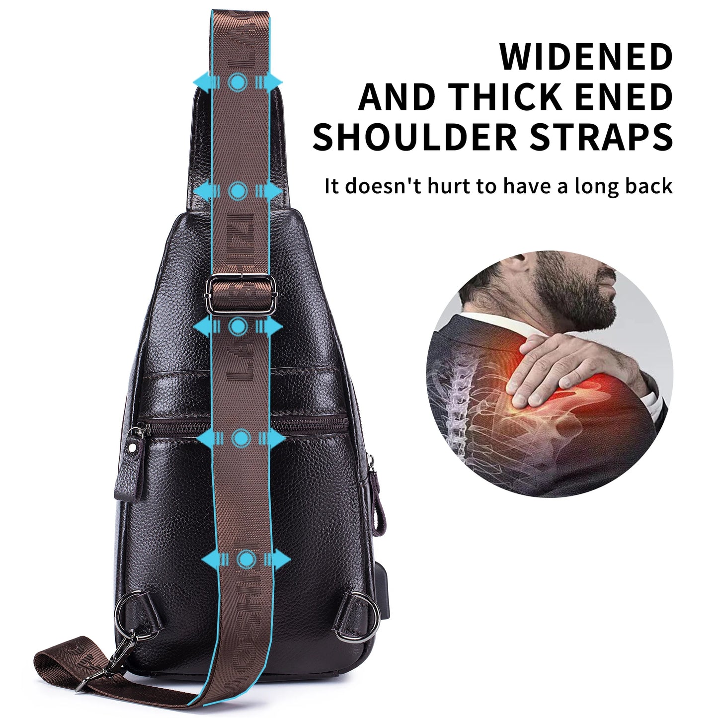 Men's Leather Crossbody Chest Bag | Multifunctional USB Bag
