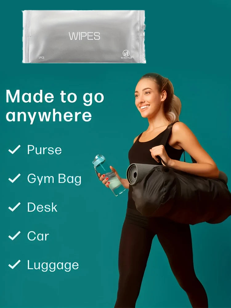 20pcs individually wrapped wipes, disposable, portable wipes, travel, camping, fitness, toilet
