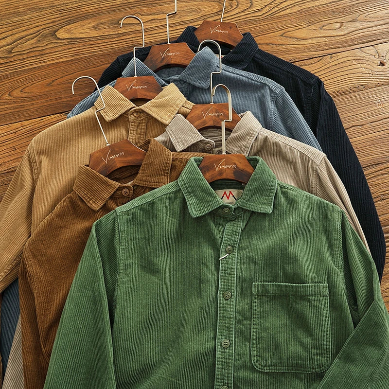 Men's Chunky Corduroy Long Sleeve Shirt | Stylish Autumn Essential