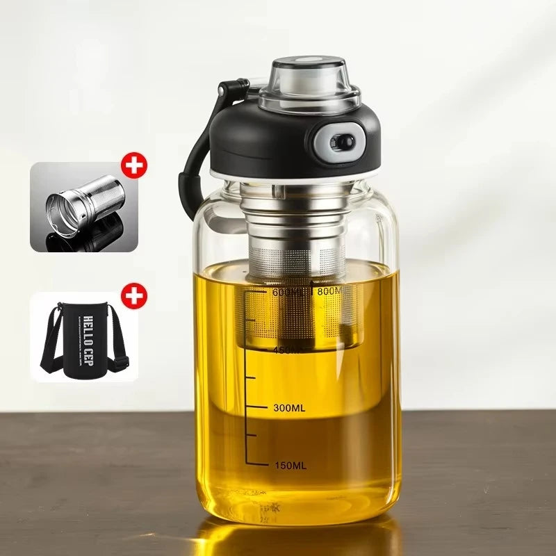 Large Capacity Glass Water Bottle with Tea Strainer | Ideal for Travel