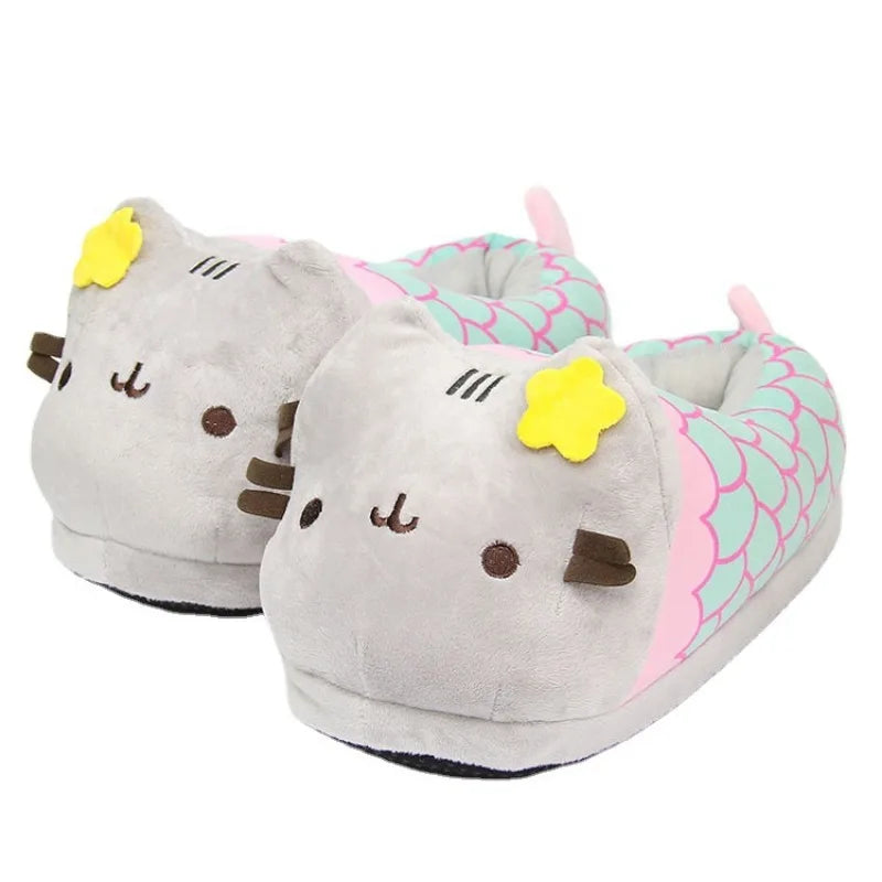 Cute Cartoon Cat Slippers | Cozy Plush Doll Indoor Shoes