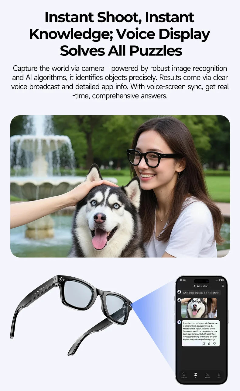 Multifunctional Smart AI Camera Glasses | 4K Recording & Translation