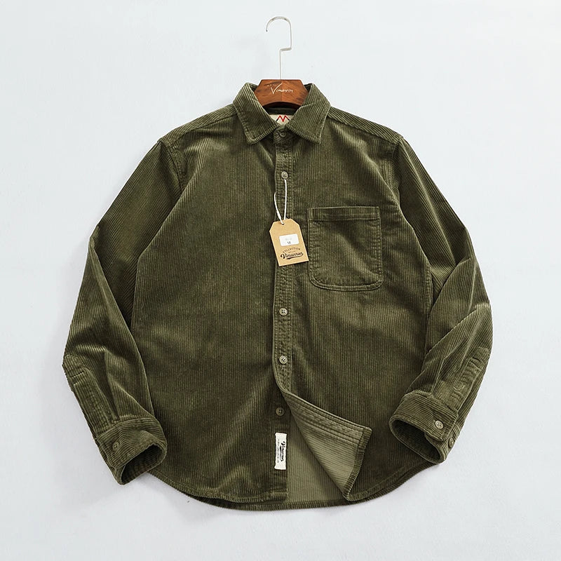 Men's Chunky Corduroy Long Sleeve Shirt | Stylish Autumn Essential