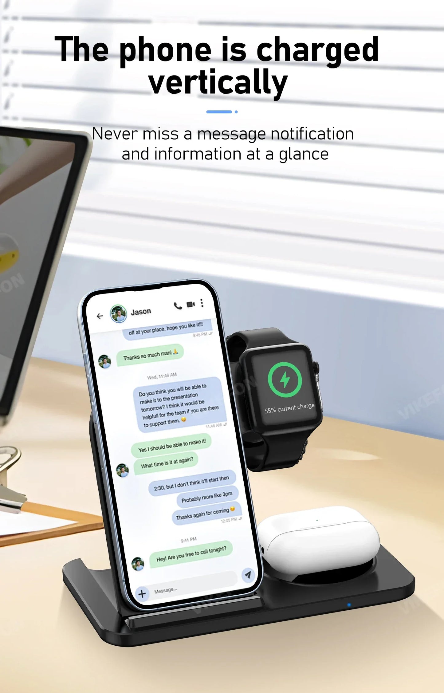 30W Foldable 3-in-1 Wireless Charging Station | Fast Qi Charger