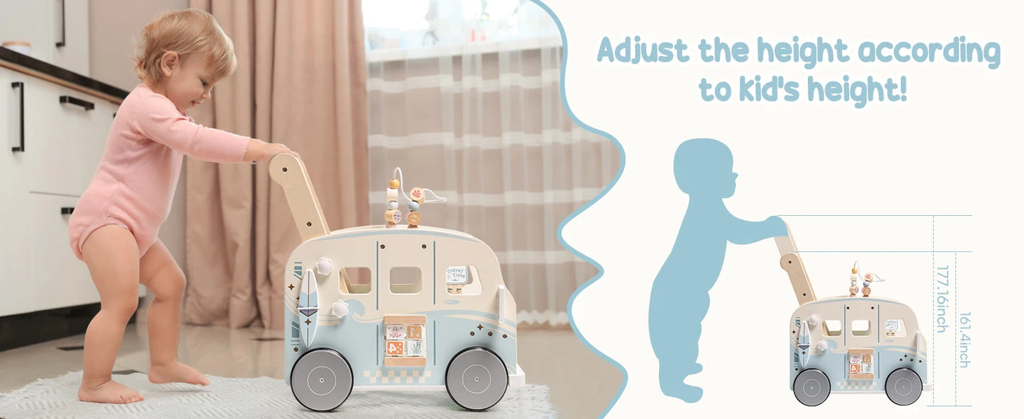 Multifunctional Wooden Baby Walker | Engaging Activity Push Toy