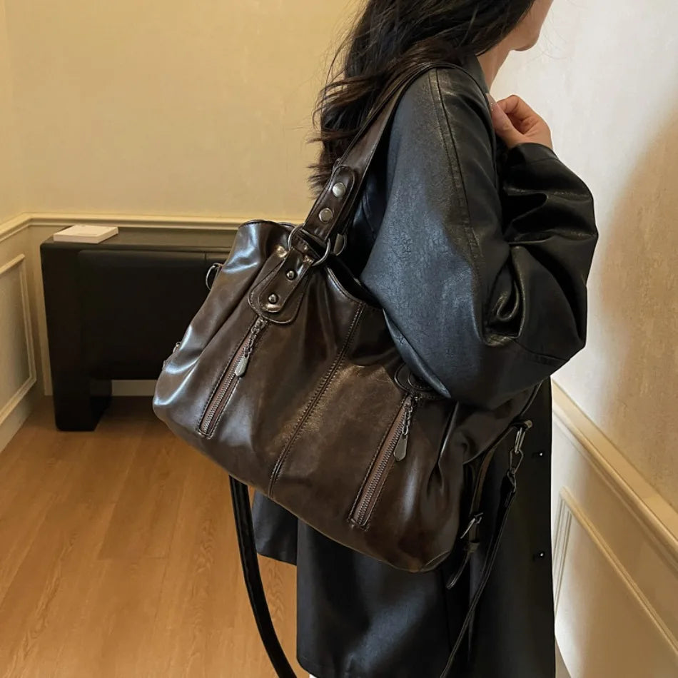 Large Capacity Shoulder Bag | Stylish PU Leather Tote for Women