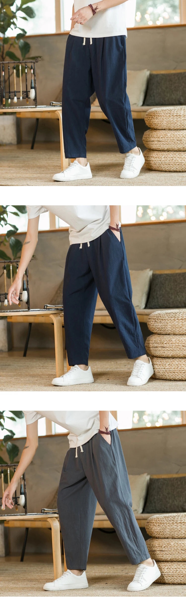 Men's Casual Cotton Linen Trousers | Breathable Stylish Pants