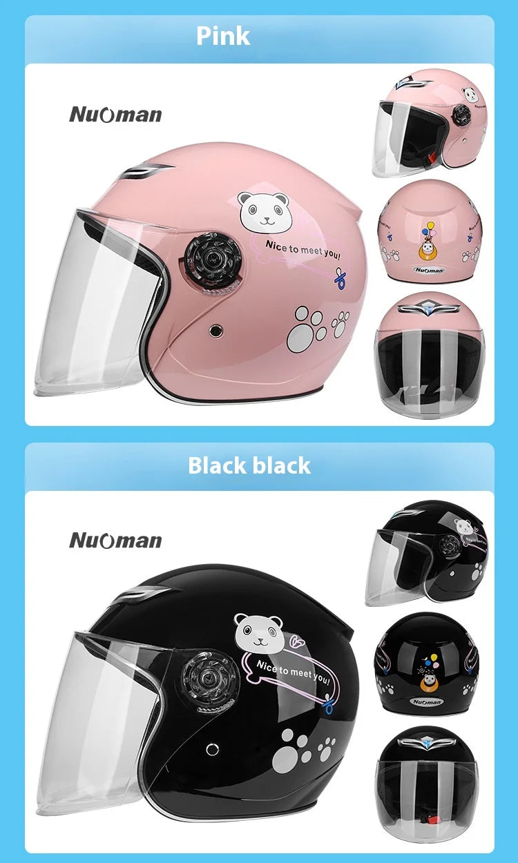 Casco Infantil de Medio Rostro con Diseño de Caricaturas | Seguridad y Diversión para Niños