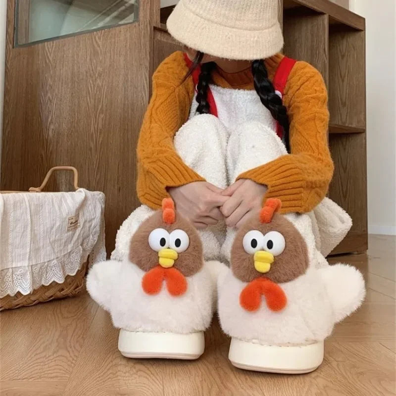 Women's Cute Chick Plush Slippers | Fluffy Warm Winter Shoes
