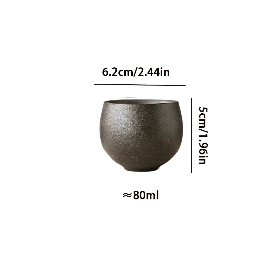 Handmade Rough Pottery Tea Cup | Antique Ceramic Kung Fu Tea Set