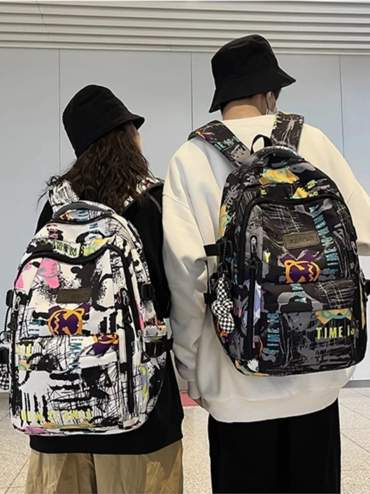 Trendy Personalized Graffiti Japanese Backpack | Large Capacity Book Bag