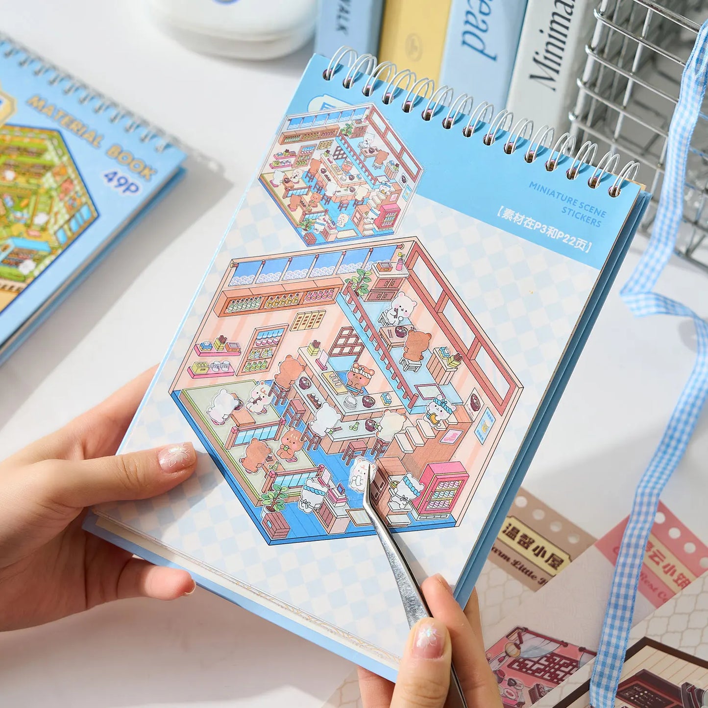 49pcs Business Town Mini 3D Sticker Book | Creative DIY Decor