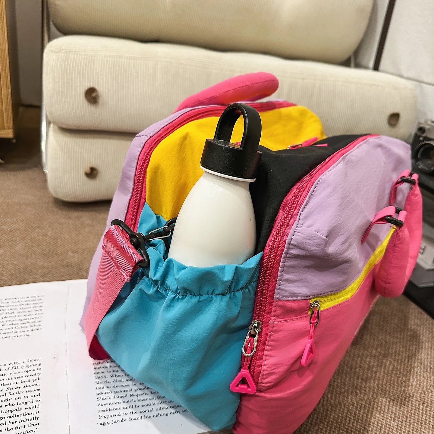 Fashion Trend Dopamine Contrasting Travel Bag Independent Shoe Compartment, Lightweight Yoga Bag, Outdoor Sports and Fitness Bag