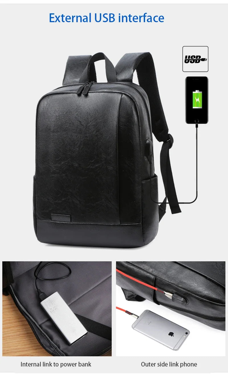 Men's Executive PU Leather Backpack | Stylish Office & Travel Bag