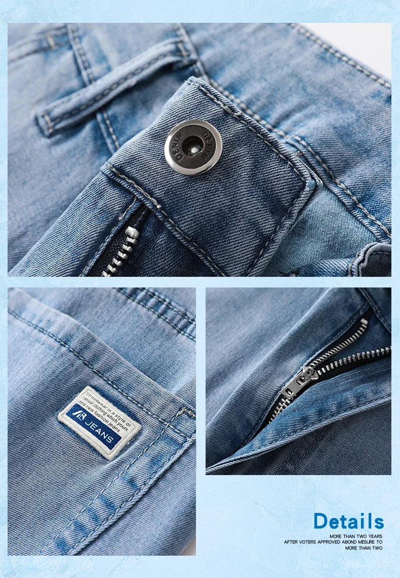 Men's Summer Thin Jeans | Soft Breathable Denim Casual Trousers