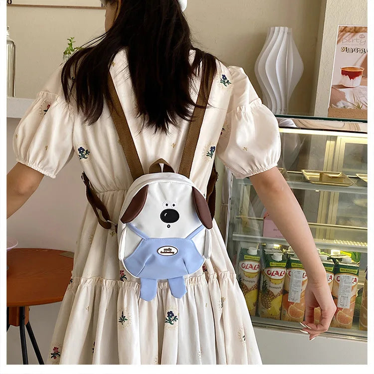 Cute Cartoon Dog Mini Backpack | Adjustable Canvas Travel Bag