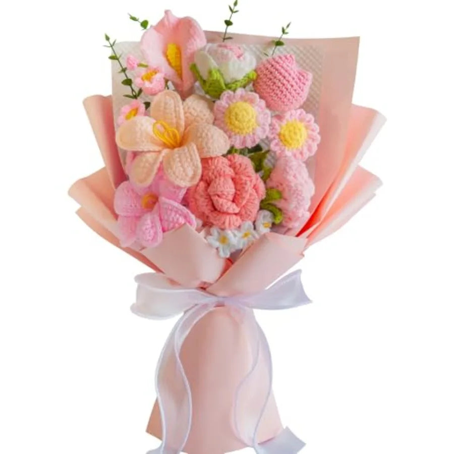 Handmade Crochet Flower Bouquet | Indoor Decorative Knitted Flowers