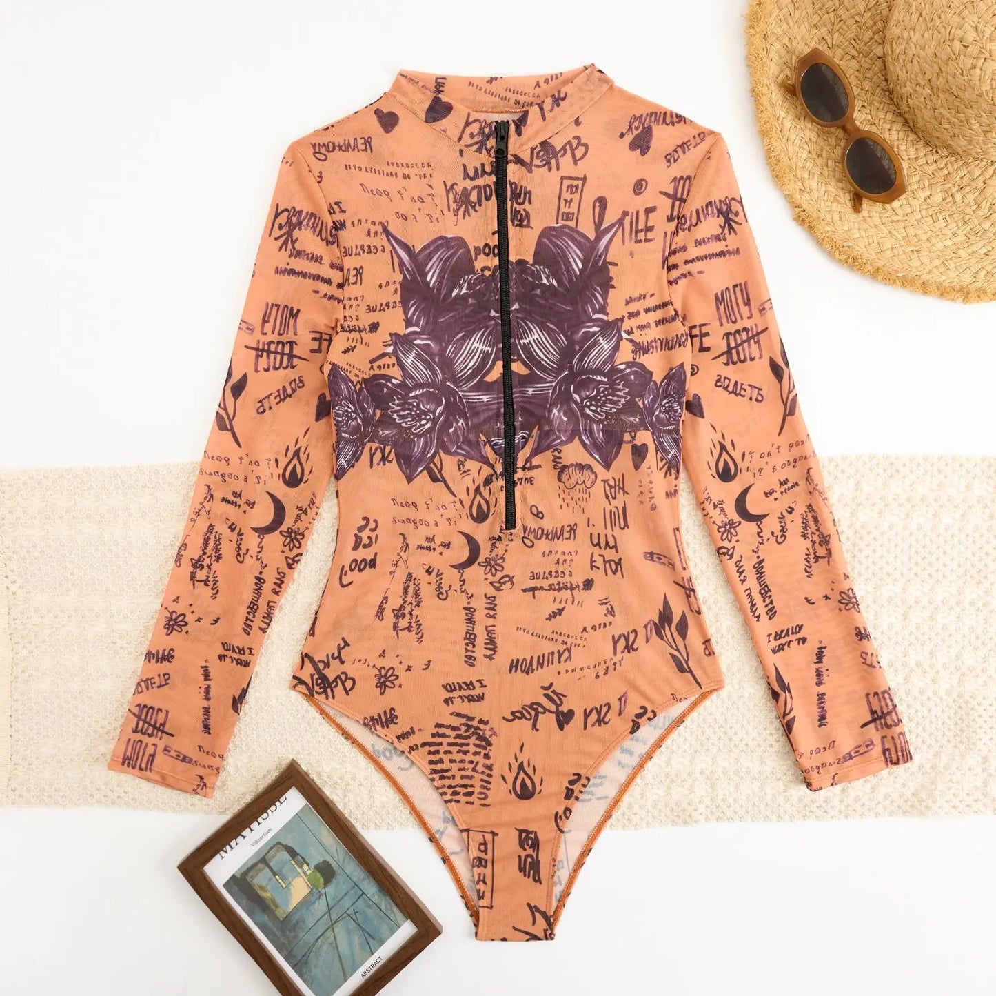 Women’s Long Sleeve Monokini Swimwear | Trendy Beach Bathing Suit