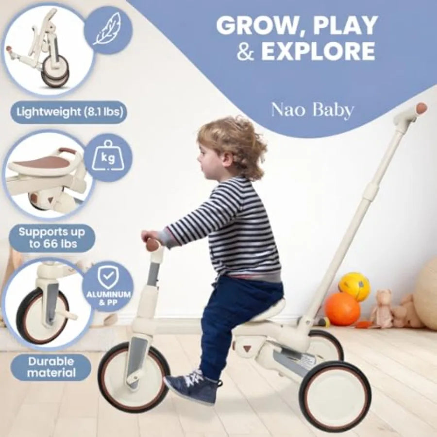 5-in-1 Convertible Toddler Tricycle | Red Folding Bike for Kids