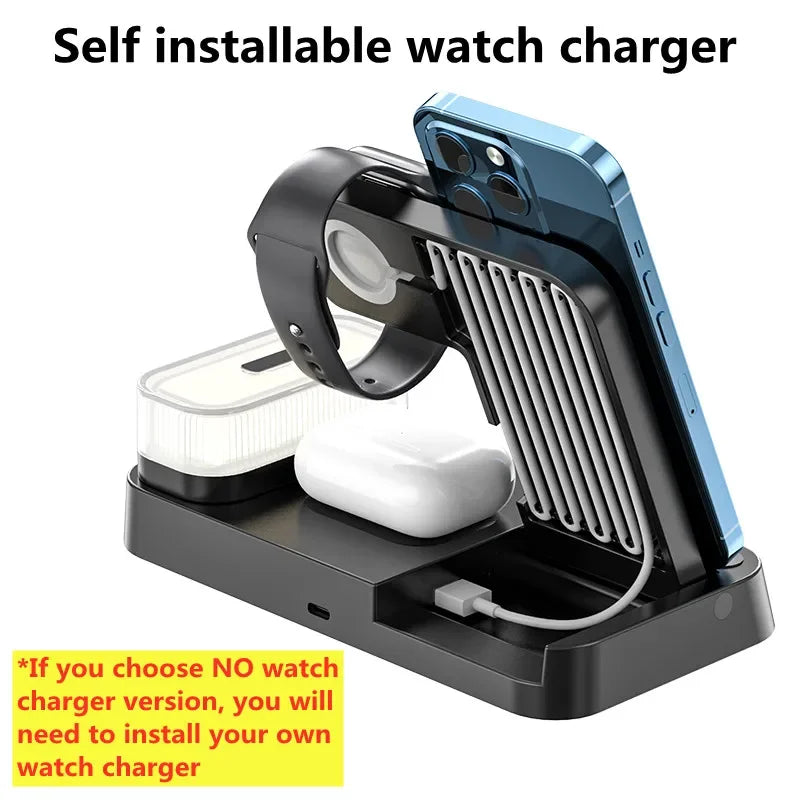 30W 3-in-1 Wireless Charging Station & Night Light Dock