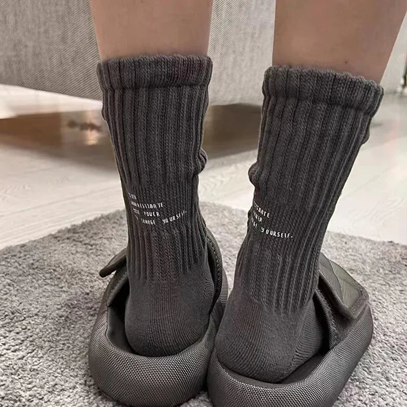 Men's Vintage Letter Medium Tube Socks | Thick Sports Comfort
