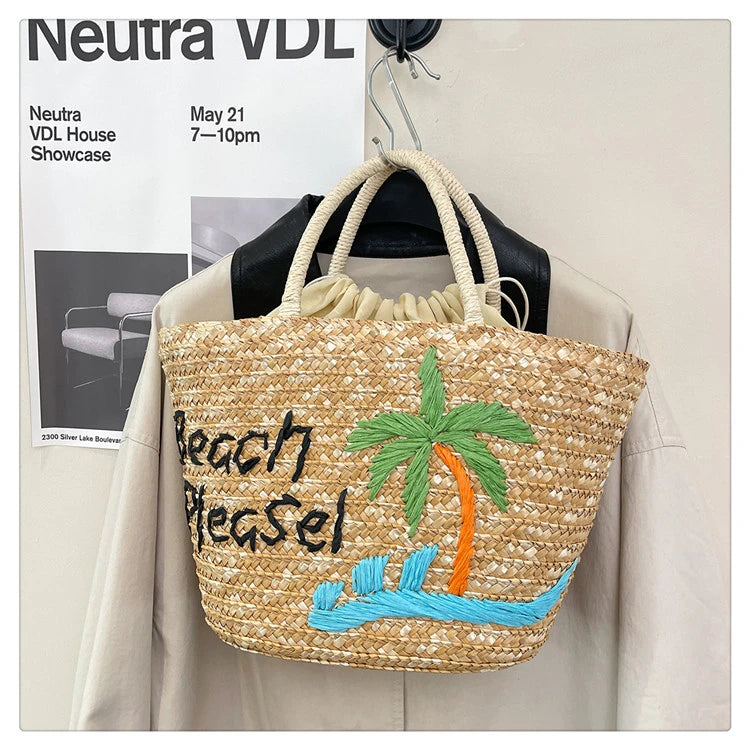 Casual Sweet Tote Bags | Perfect Straw Embroidery Shoulder Bag