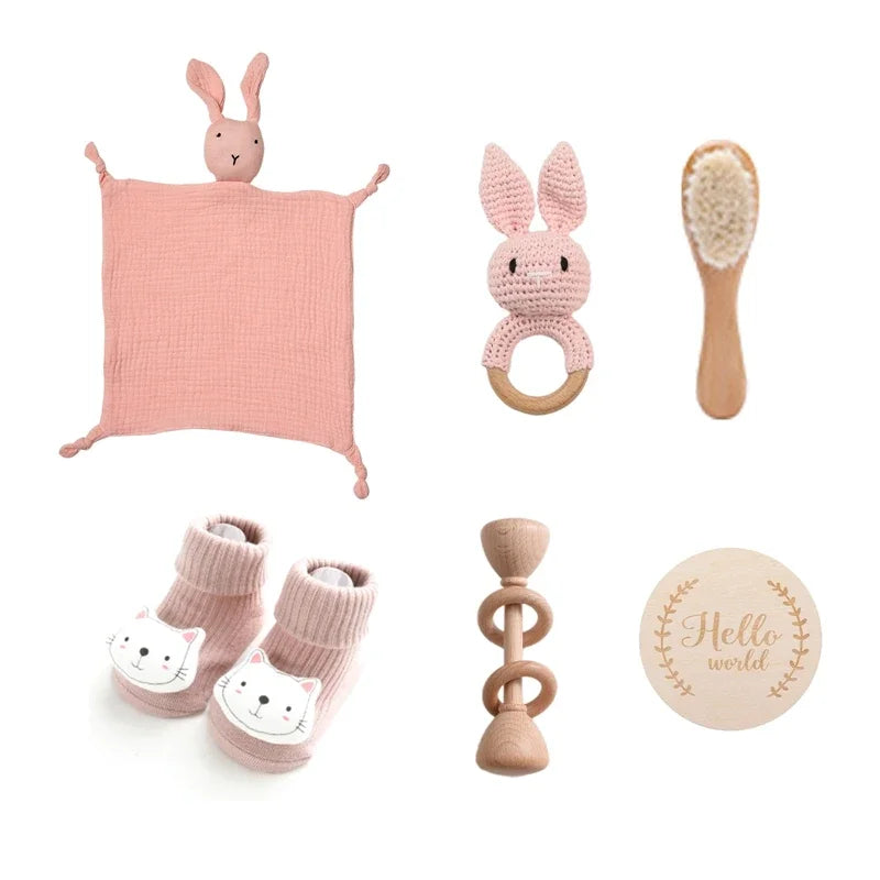Baby Double-Sided Cotton Blanket Bath Set | Perfect Newborn Gift