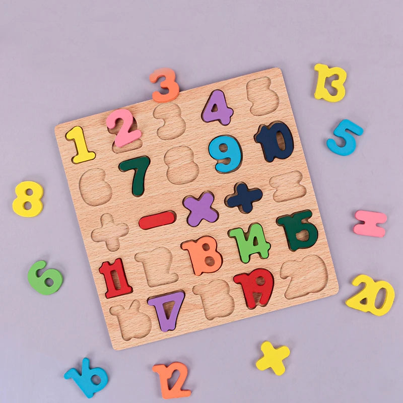 Kids Educational Geometric Shapes & Alphabet Wooden Puzzle