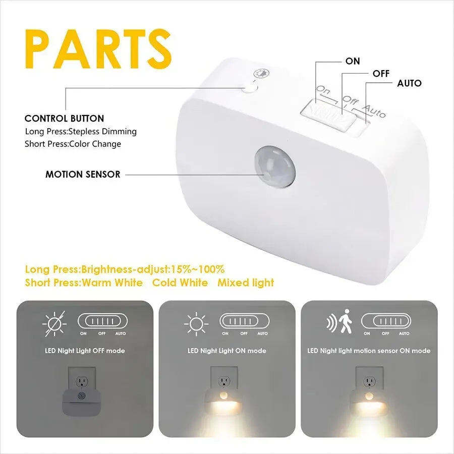 LED Motion Sensor Night Light | 3-Color Temperature Convenience