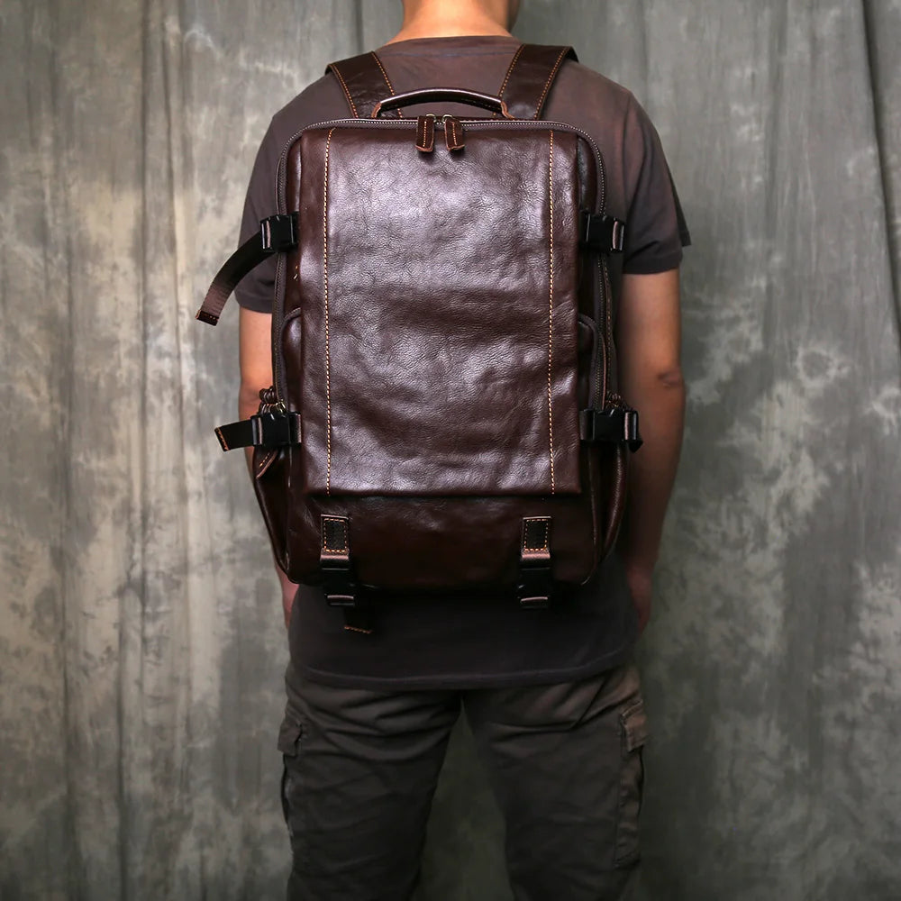 Retro Men's Leather Backpack | Spacious Vintage Computer Bag