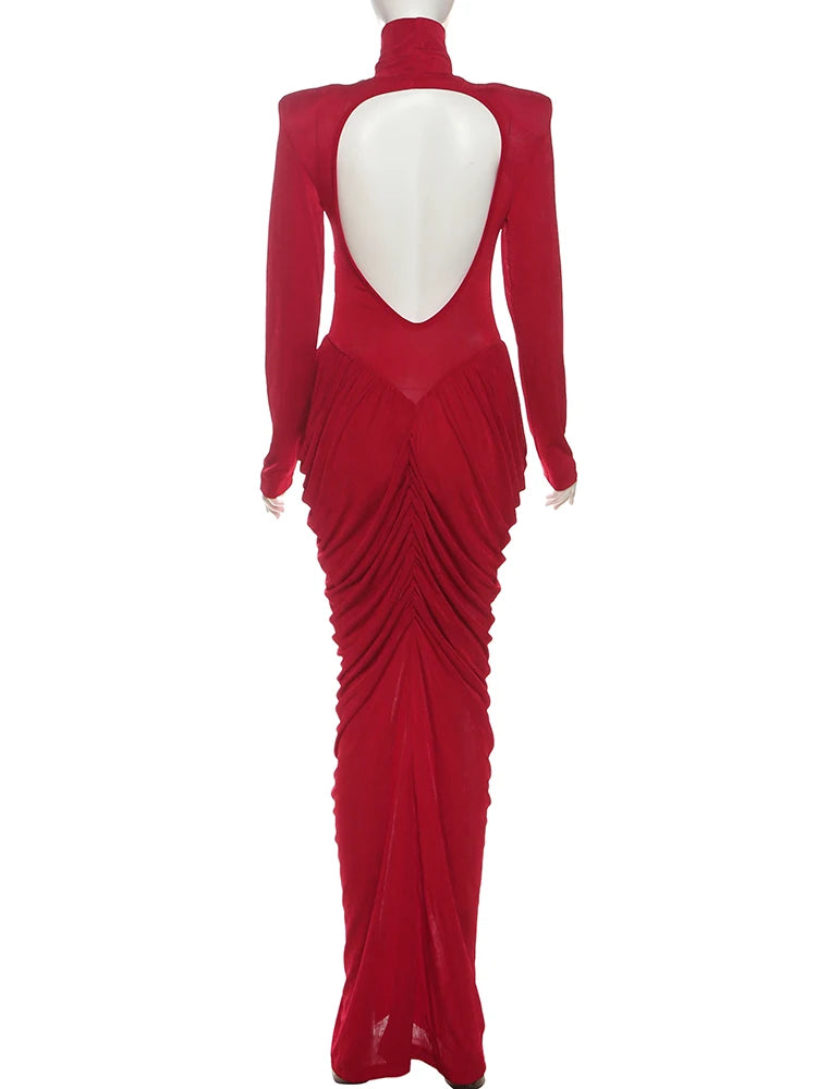 Elegant Autumn Maxi Dress | Turtleneck Full Sleeve Womens Dress