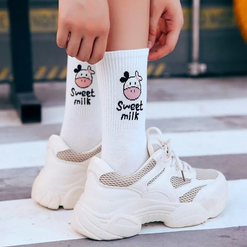 Cute Patterned Cotton Crew Socks for Women | Fun & Stylish Designs
